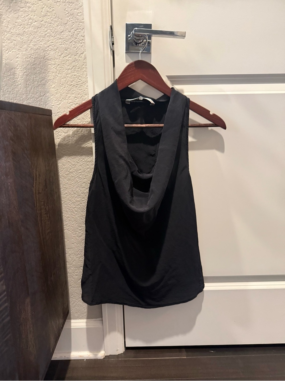 Trina Turk Black Sleeveless Draped Tank